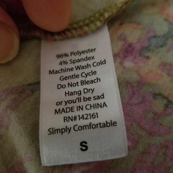 LuLaRoe Azure.  Olive green with red and pink.  S - Picture 2 of 4